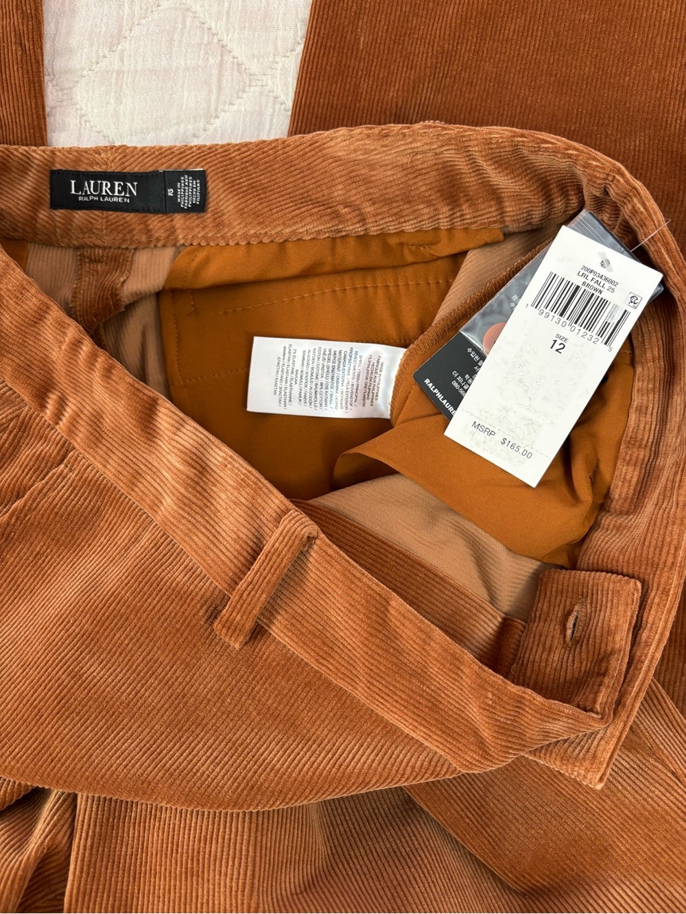 Ralph Lauren High Rise Corduroy Flare Jeans Sz 12 NWT - - Picture 10 of 11
